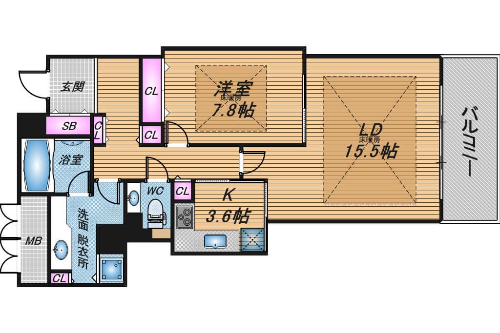 OAPレジデンスタワー西館　1LDK　間取り