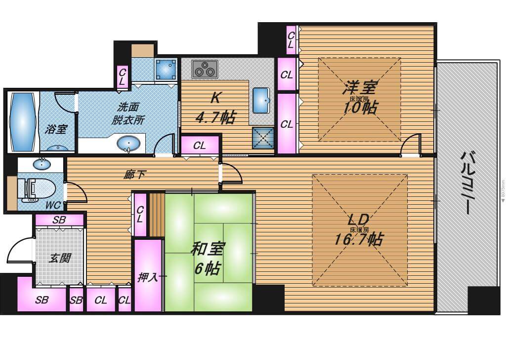 OAPレジデンスタワー西館　2LDK　間取り