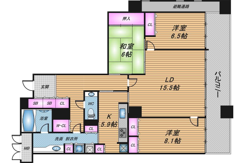 OAPレジデンスタワー西館　3LDK　間取り