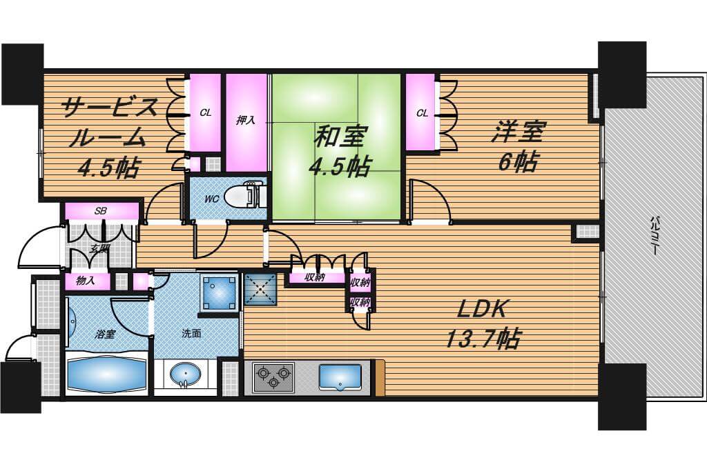 パークタワーあべのグランエア　2LDK　間取り