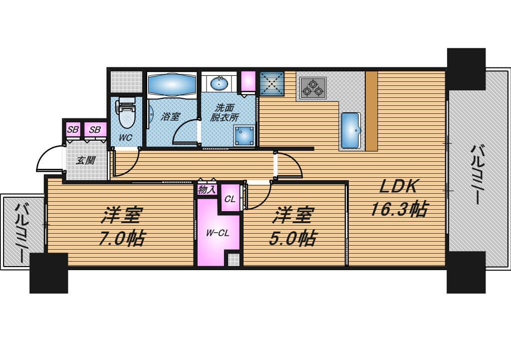 パークナード新梅田アーバンパレス　2LDK　間取り