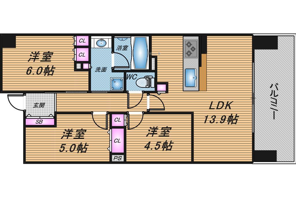 パークナード新梅田アーバンパレス　3LDK　間取り