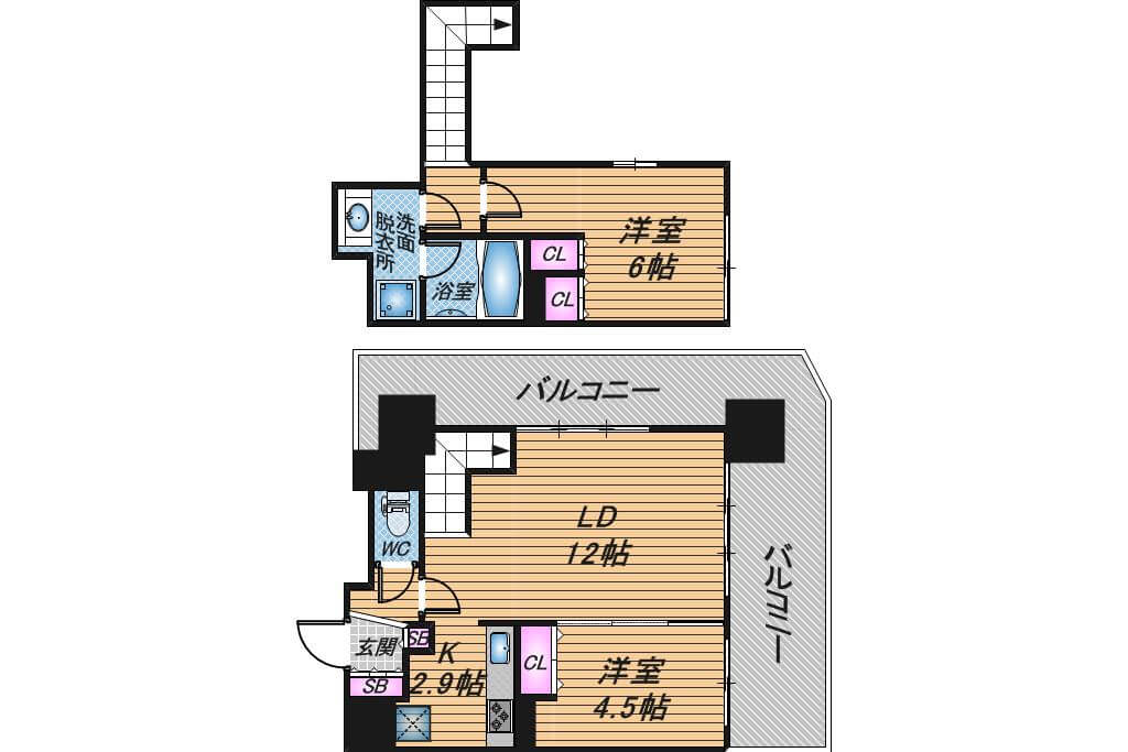 プレミスト南船場　2LDK　間取り