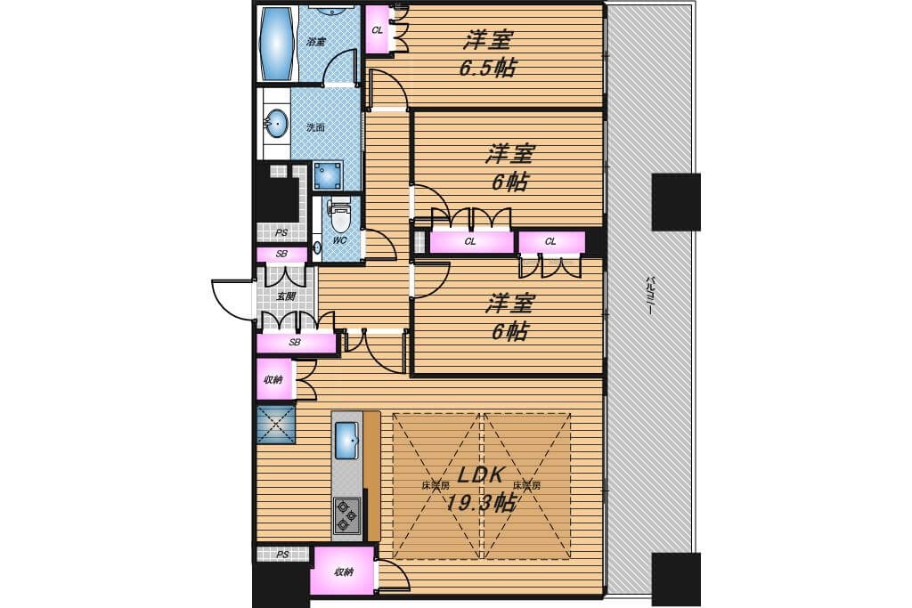 プレサンスレジェンド堺筋本町タワー　3LDK　間取り