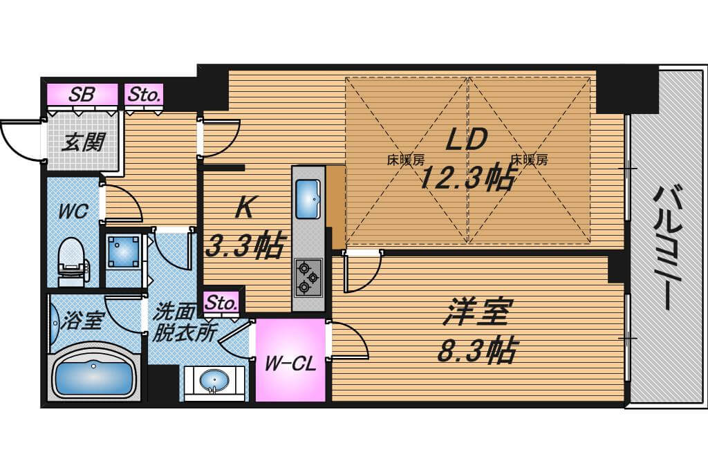 ルネッサなんばタワー　1LDK　間取り