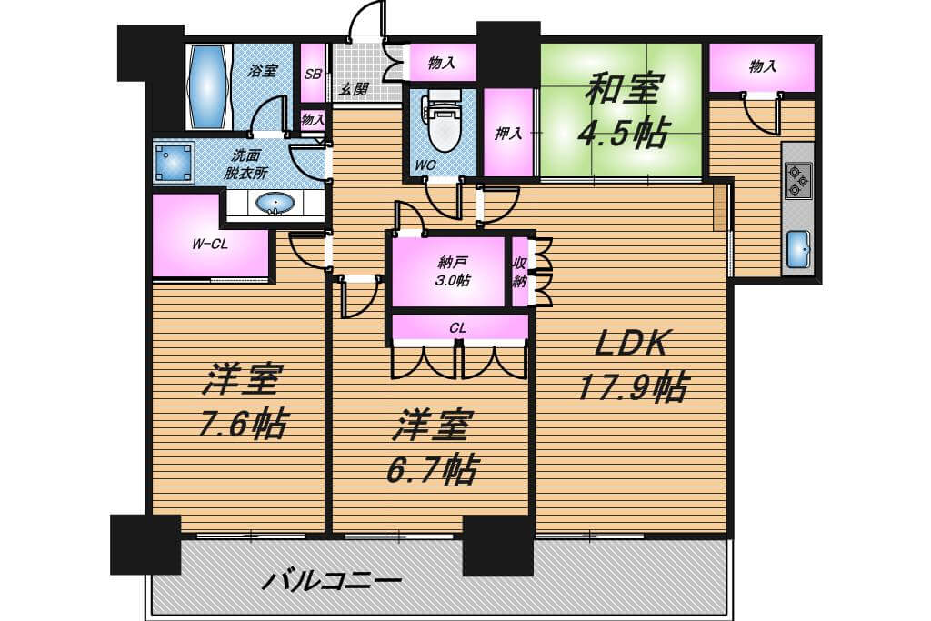 ルネッサなんばタワー　3LDK　間取り