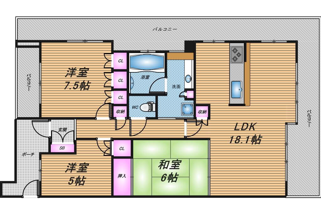 ロイヤルアークグランデールタワー　3LDK　間取り