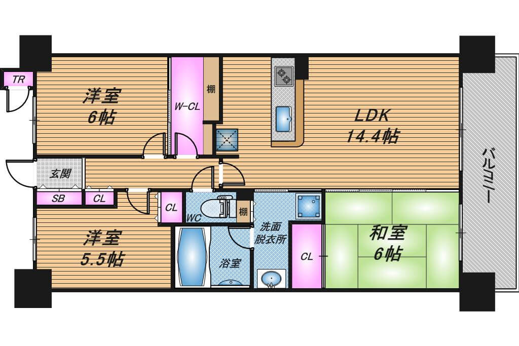 セントプレイスシティグランドプレミオ　3LDK　間取り