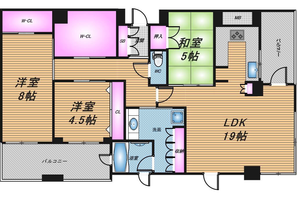 サンクタスタワー心斎橋ミラノグランデ　3LDK　間取り