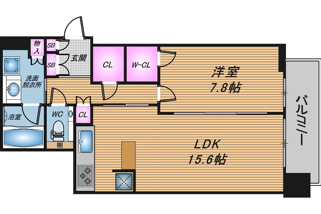 ザ・ファインタワー梅田豊崎　1LDK　間取り