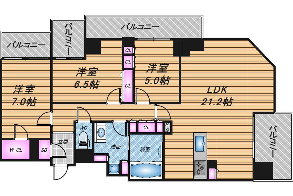 ザ・ファインタワー梅田豊崎　3LDK　間取り