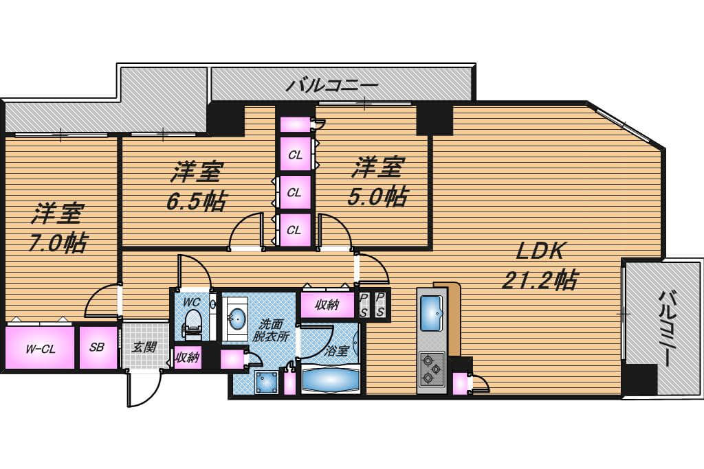 ザ・ファインタワー梅田豊崎　3LDK　間取り