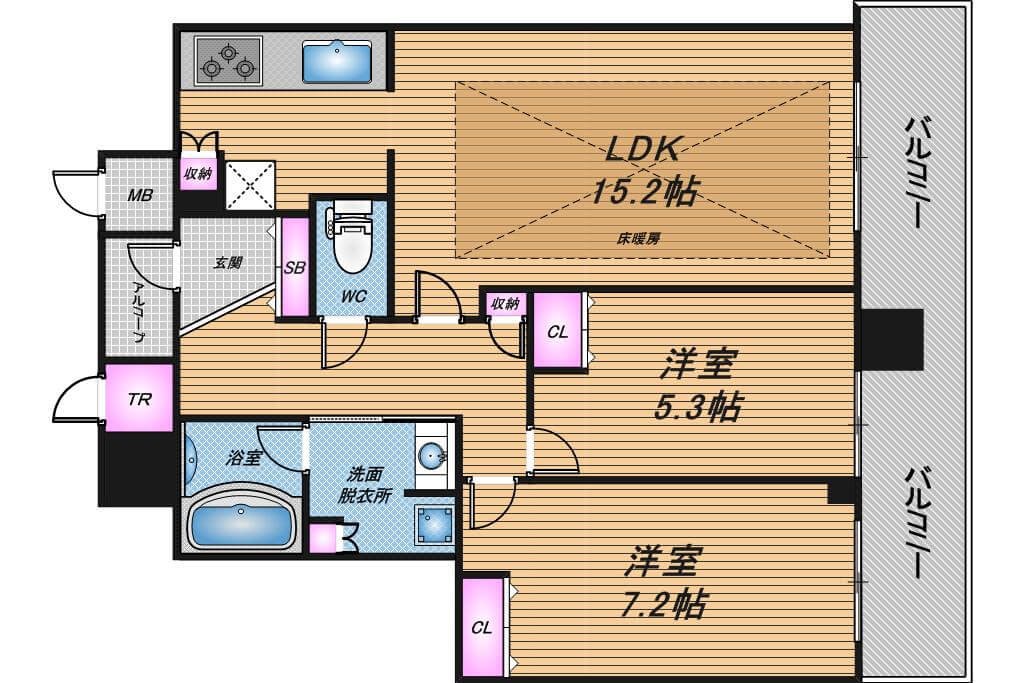 ザ・上本町タワー　1LDK　間取り