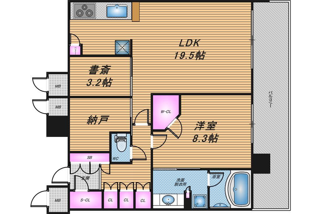 ザ・上本町タワー　2LDK　間取り