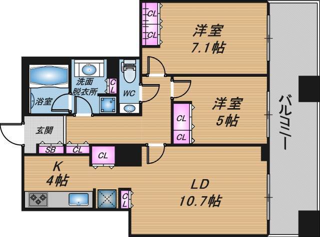 ザ・梅田タワー　2LDK　間取り