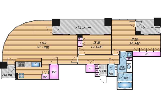 ザ・梅田タワー　3LDK　間取り