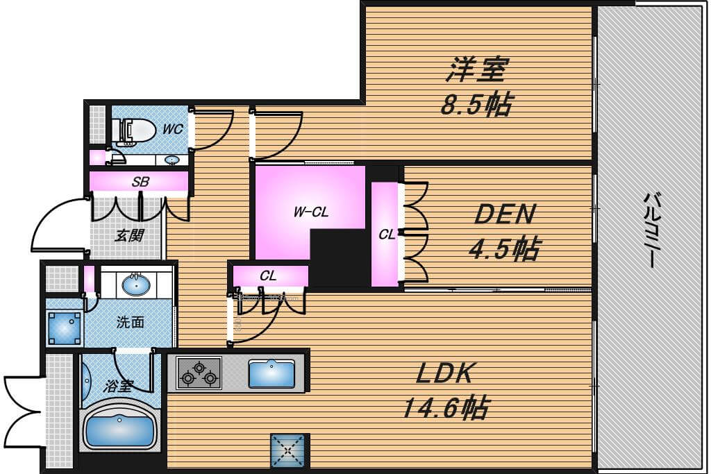 タワーザ上町台　1LDK　間取り