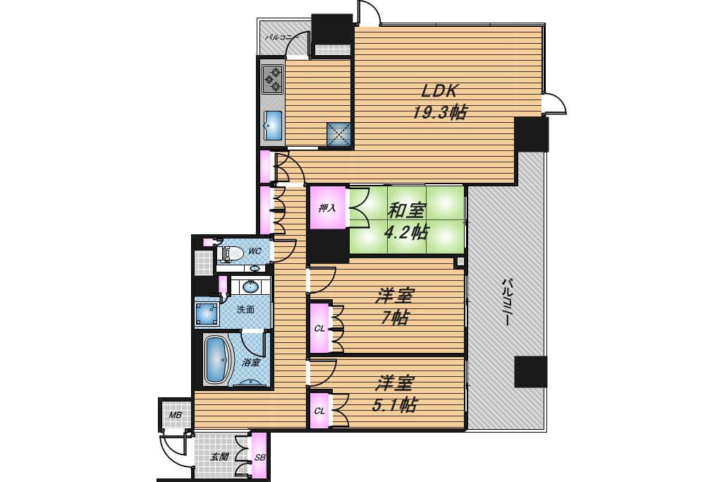 タワーザ上町台　3LDK　間取り