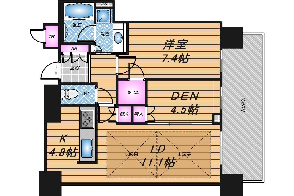 ウェリス上本町ローレルタワー　2LDK　間取り