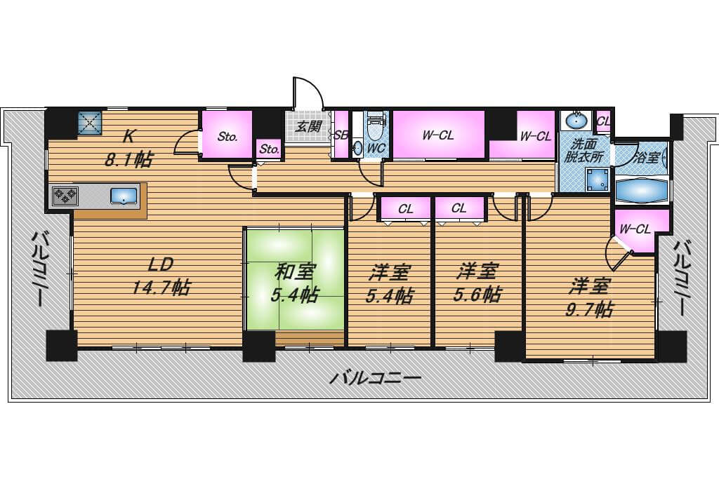 カスタリアタワー長堀橋　4LDK　間取り