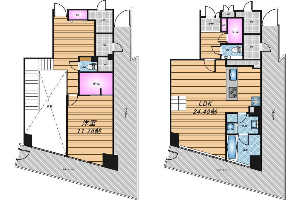 チャスカ茶屋町　1LDK　間取り