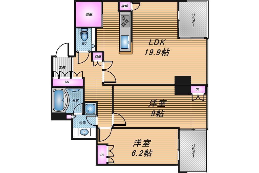 シティタワーグラン天王寺　2LDK　間取り