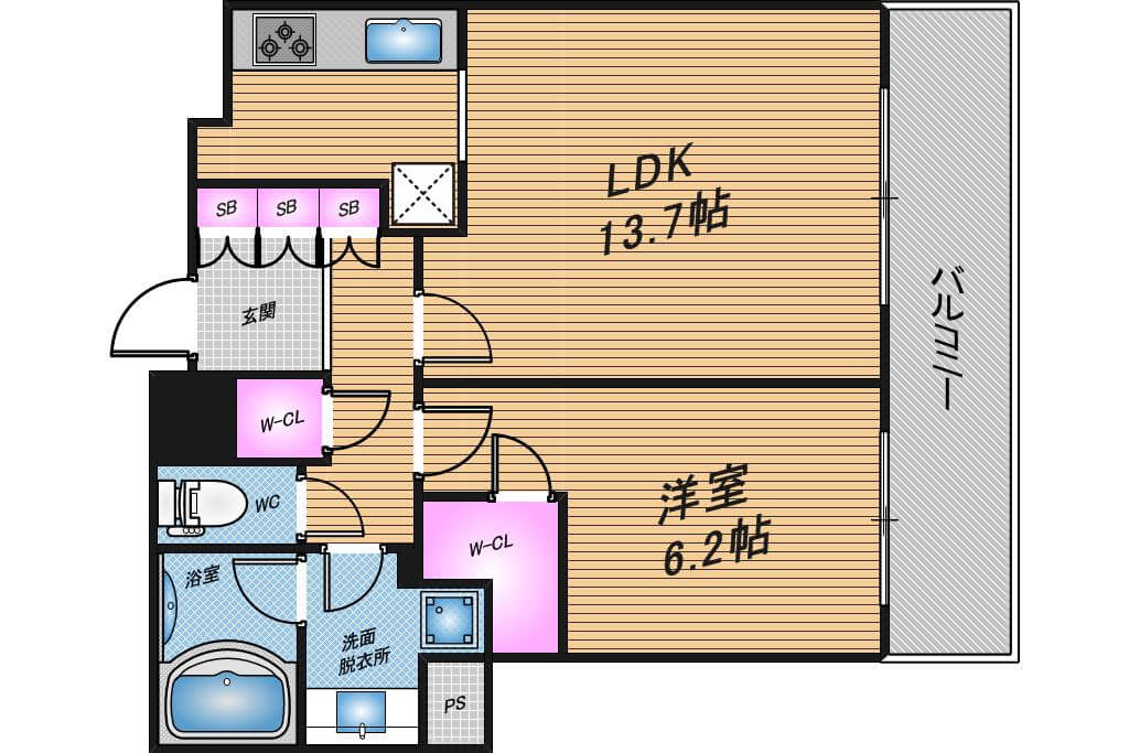 シティタワー西梅田　1LDK　間取り