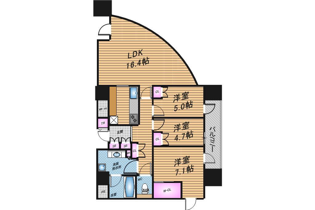 シティタワー大阪　3LDK　間取り