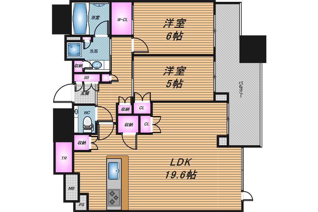 シティタワー梅田東　2LDK　間取り