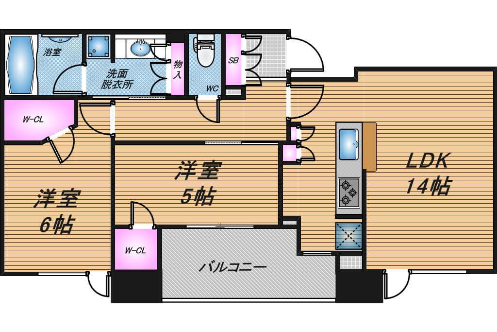 シティタワー梅田東　2LDK　間取り