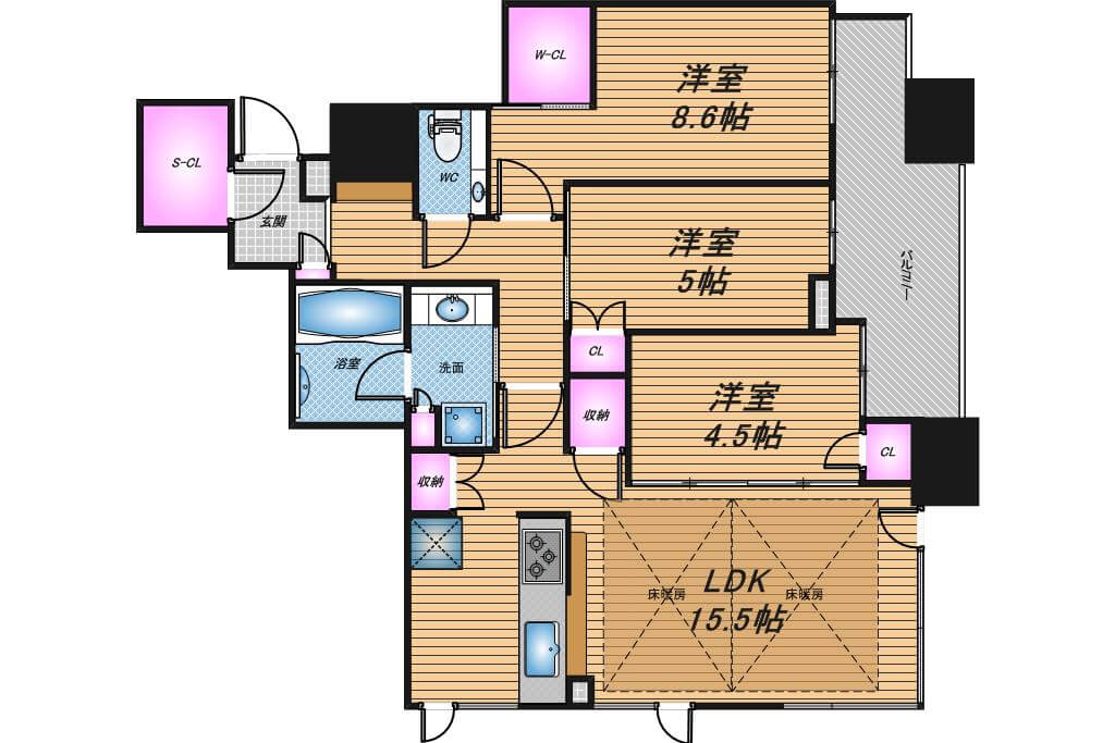 シティタワー梅田東　3LDK　間取り