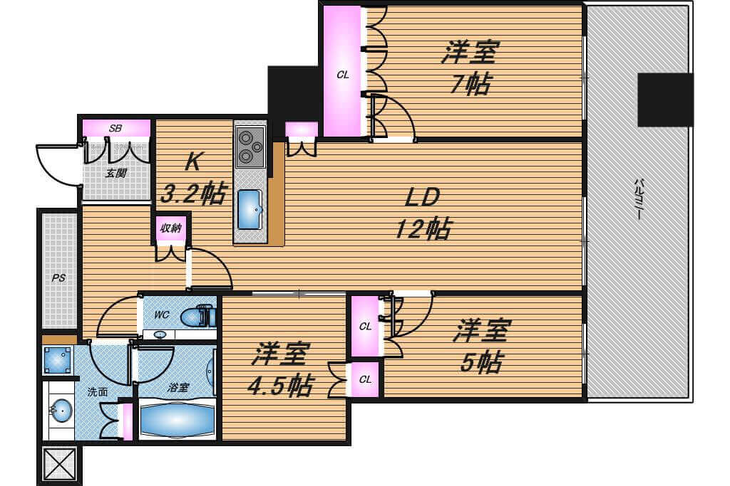 クロスタワー大阪ベイ　3LDK　間取り