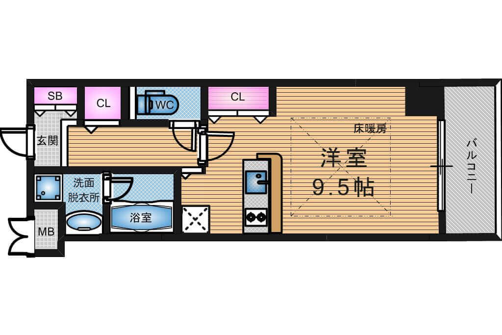 エスリード長堀タワー　1R　間取り