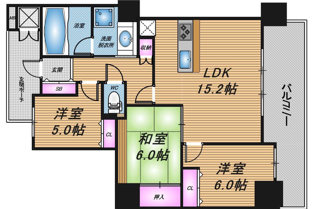 福島ガーデンズタワー　3LDK　間取り