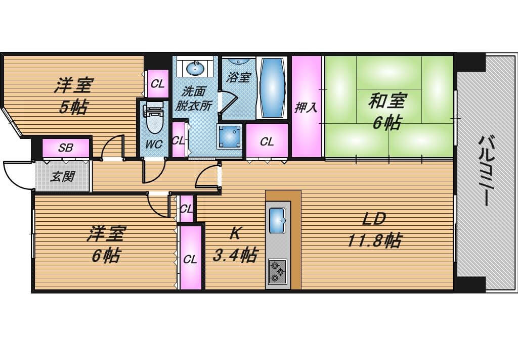 ジオ新町　3LDK　間取り