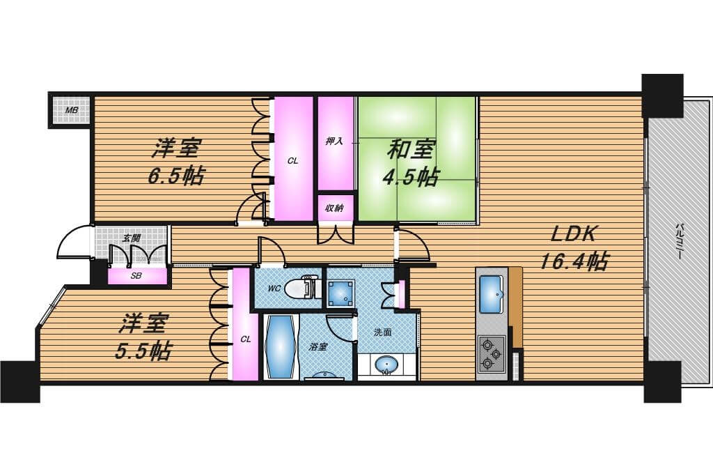 ジオ新町　3LDK　間取り