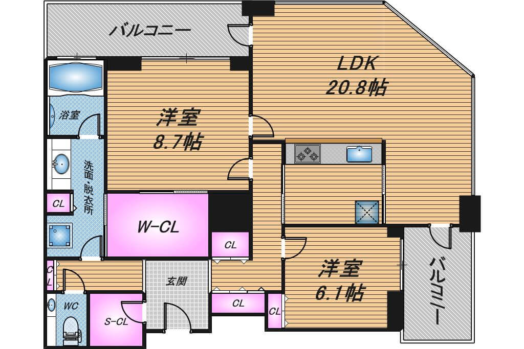 グランフロント大阪オーナーズタワー　2LDK　間取り