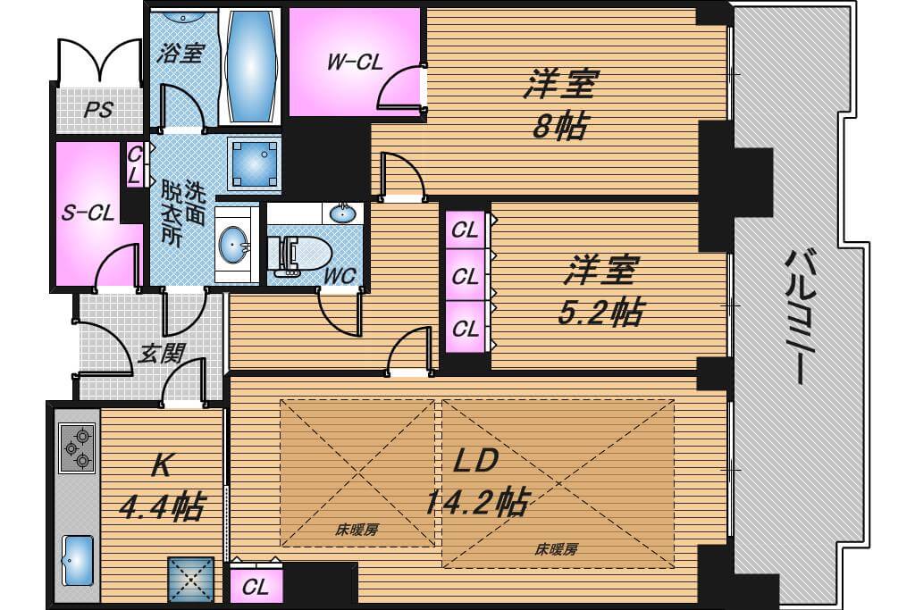 グランフロント大阪オーナーズタワー　2LDK　間取り