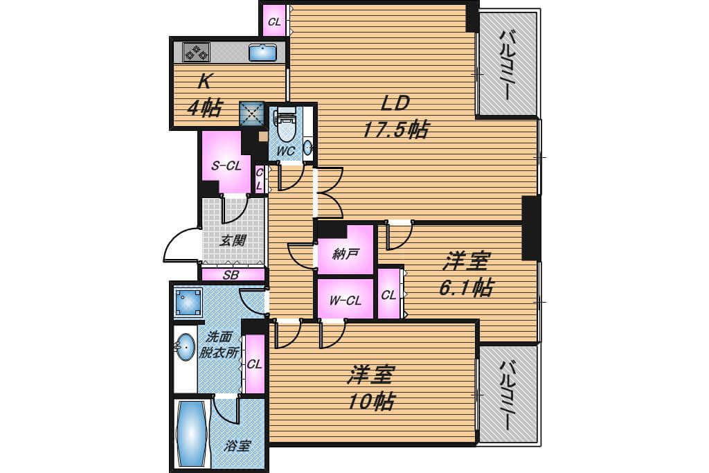 イトーピア西天満ソアーズタワー　2LDK　間取り