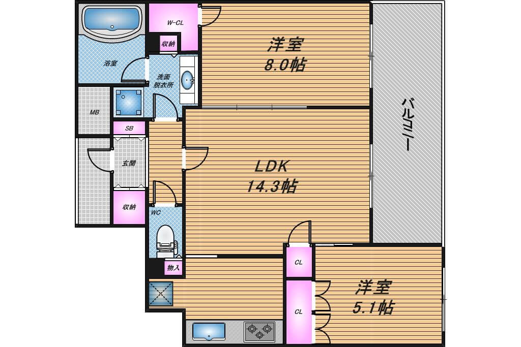 イトーピア西天満ソアーズタワー　2LDK　間取り