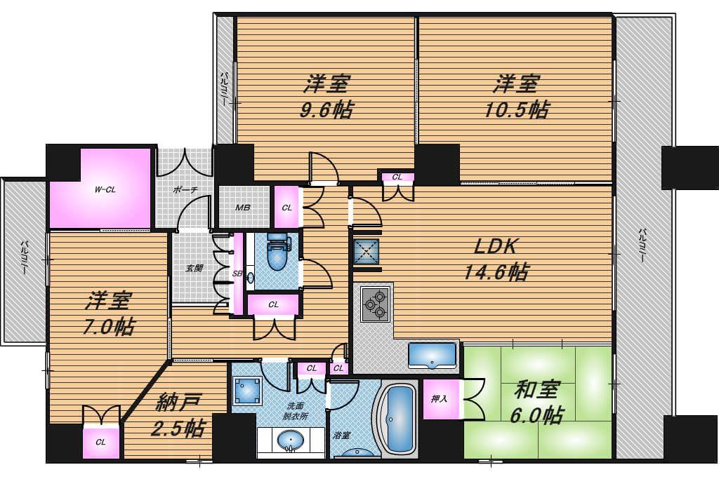 ロジュマンタワー大阪天満橋　4LDK　間取り