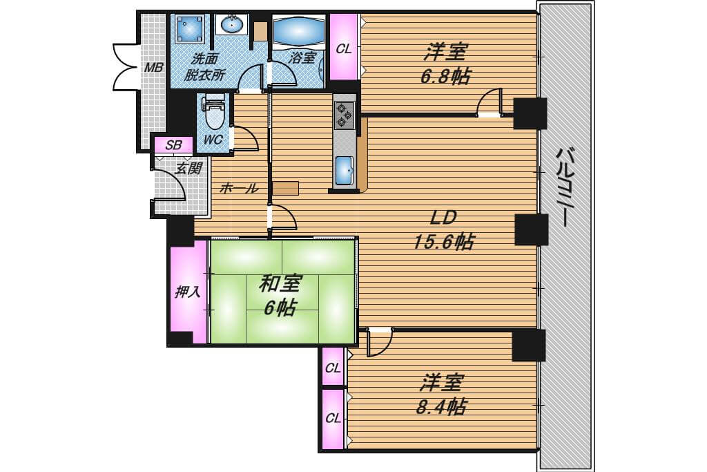 オークプリオタワー　3LDK　間取り