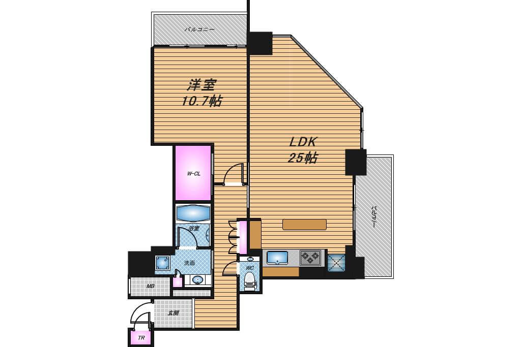 大阪ひびきの街ザ・サンクタスタワー　1LDK　間取り