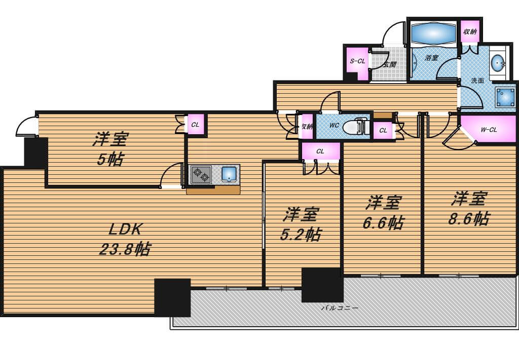 大阪ひびきの街ザ・サンクタスタワー　4LDK　間取り