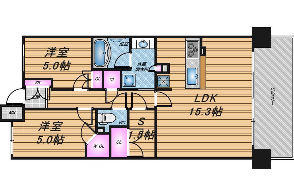 プラウドシティ新大阪　2LDK　間取り