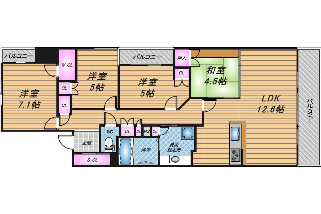 プラウドシティ新大阪　4LDK　間取り