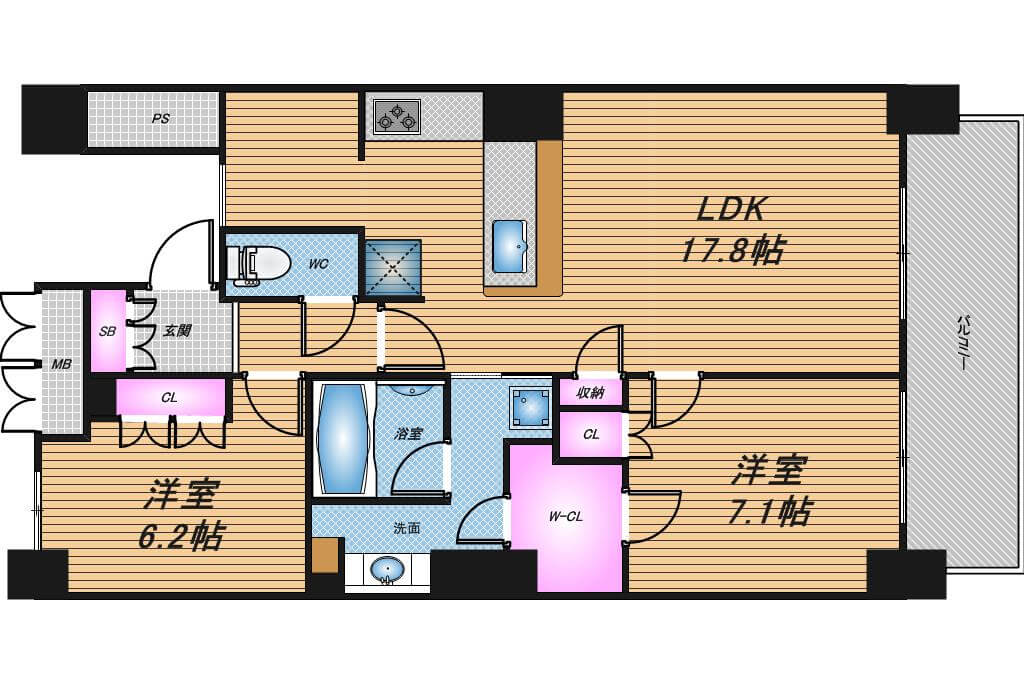 セントプレイスタワー　2LDK　間取り