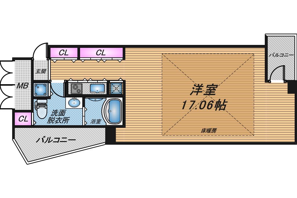 ザ・タワー大阪レジデンス　1R　間取り