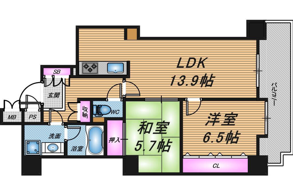 ジーニス大阪イースト　2LDK　間取り